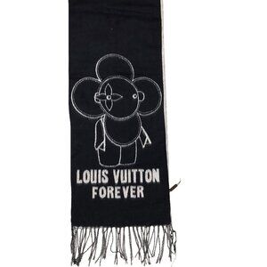 LOUIS VUITTON LV FOREVER Classic Vintage Reversible Grey & Black Scarf VWT